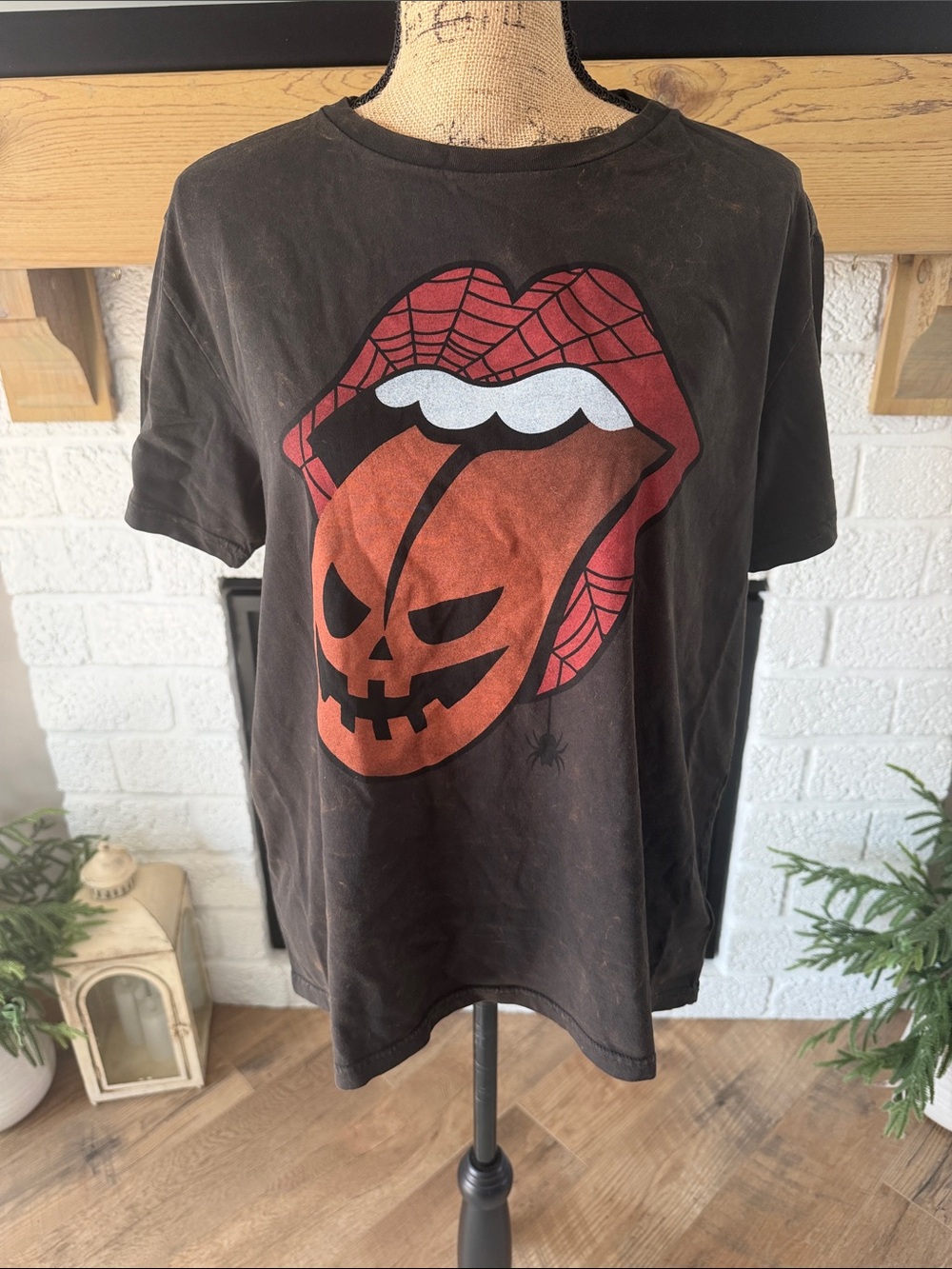 Lucky Brand Black Rolling Stones Graphic Tee with White Logo